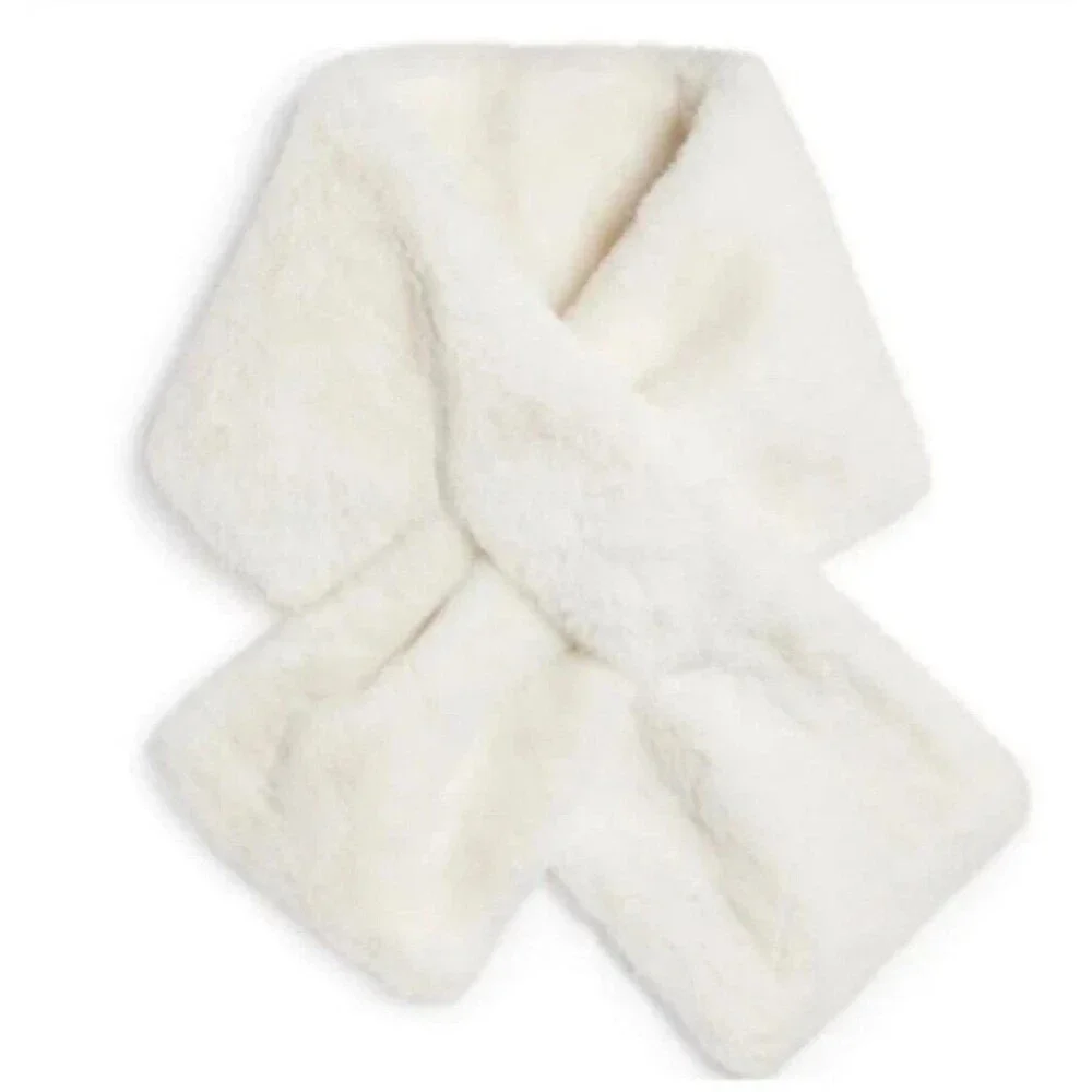 Apparis Bambi Faux Fur Scarf – Ivory, Pull-Through Vegan Wrap, 44